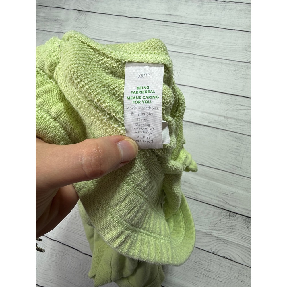 Aerie Lime Green Cotton Shorts XS Loungewear Casual Beach Summer Relaxed - Picture 4 of 6